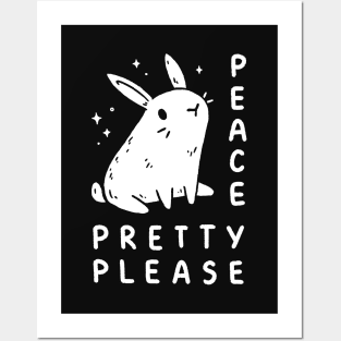 cute bunny rabbit saying peace pretty please Posters and Art